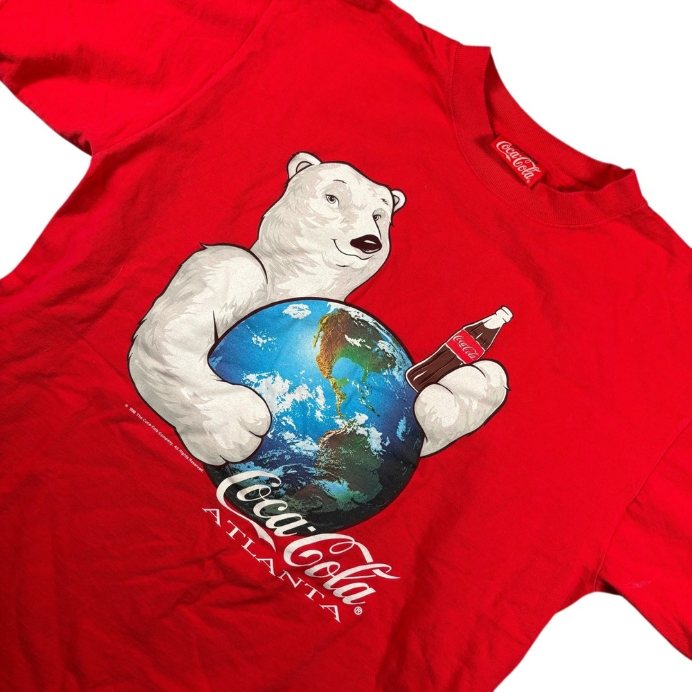 VTG Coca Cola Polar‎ Bear Atlanta 1998 Red T Shirt Sz L USA Made Collectible